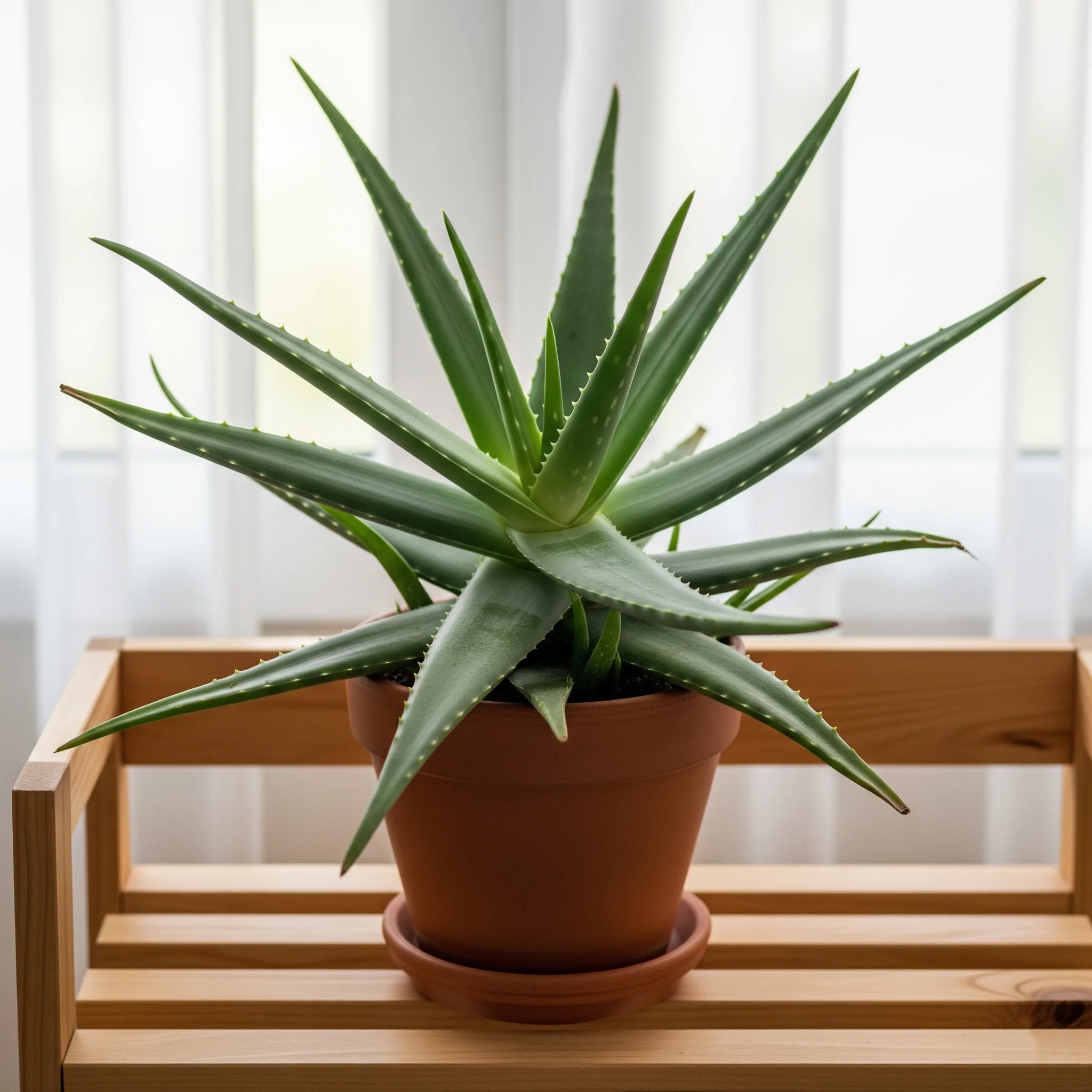 A lush Aloe Vera plant with thick, fleshy leaves, a natural **healing plant** that soothes skin and promotes well-being.