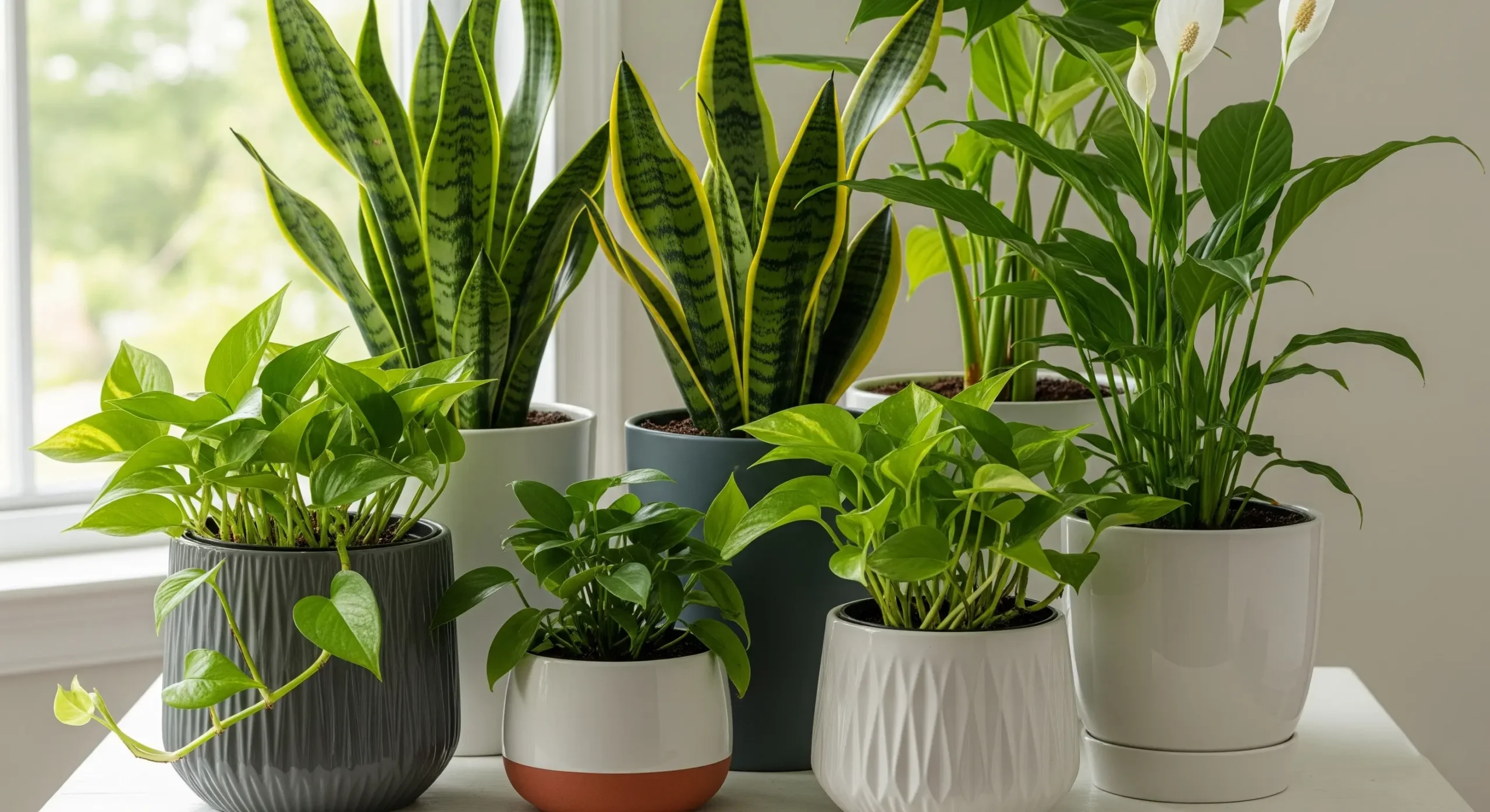 A vibrant collection of **best indoor plants for mental health** in diverse pots, perfect for nurturing soul and promoting wellness in Australian and Canadian homes.