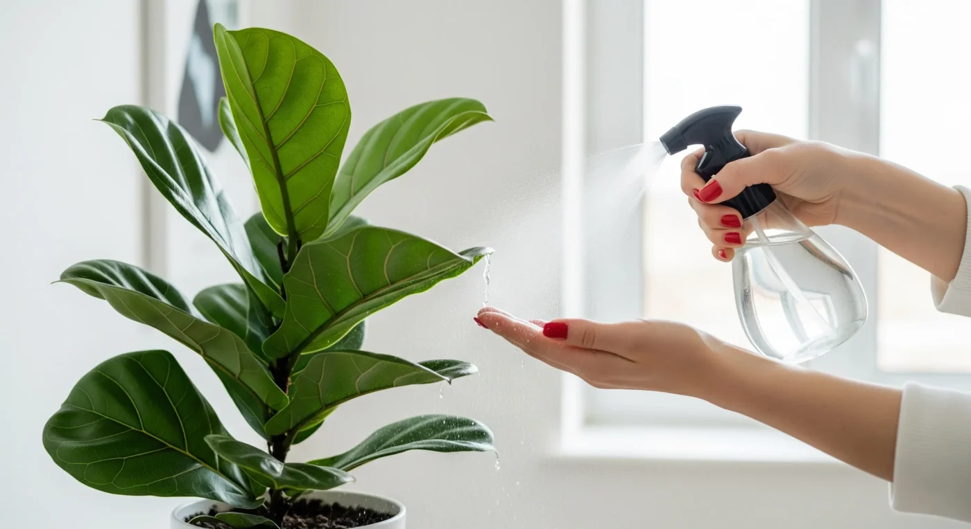 A person tending to an indoor plant, symbolizing comprehensive **houseplant care for beginners** to achieve thriving greenery.
