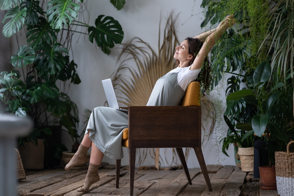 A person gently tending to a potted Aloe Vera plant, finding peace with **plants for mental health** in a cozy home setting.