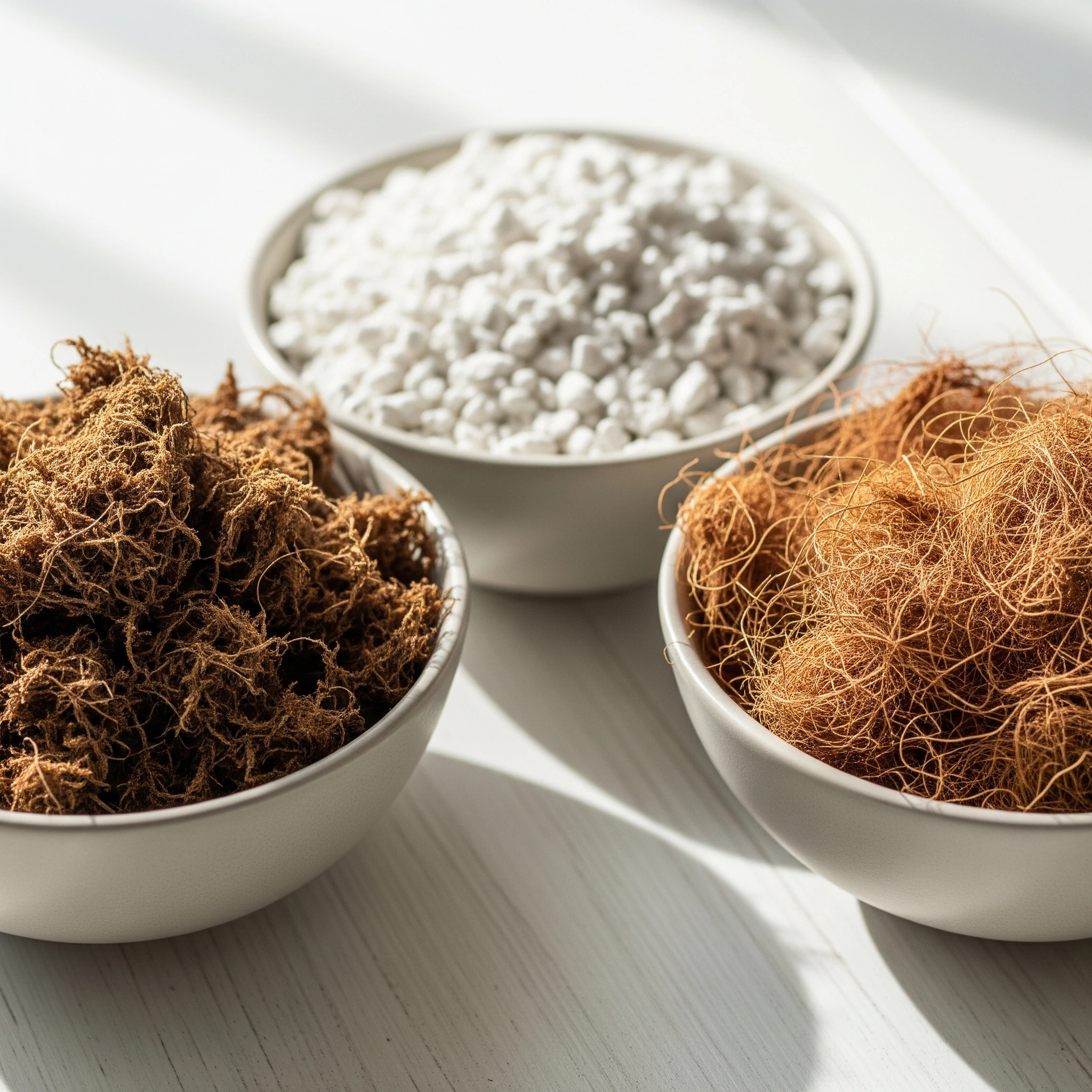 A collection of different types of **houseplant fertilizer** and soil mixes, helping a beginner choose the best options.